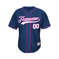 Custom Navy Button Down Hipster Baseball Jersey
