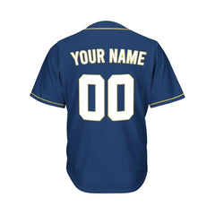 Custom Baseball Jersey Navy White Gold Design Jersey One