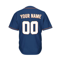 Custom Navy Button Down Hipster Baseball Jersey