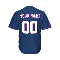 Custom Navy Button Down Hipster Baseball Jersey