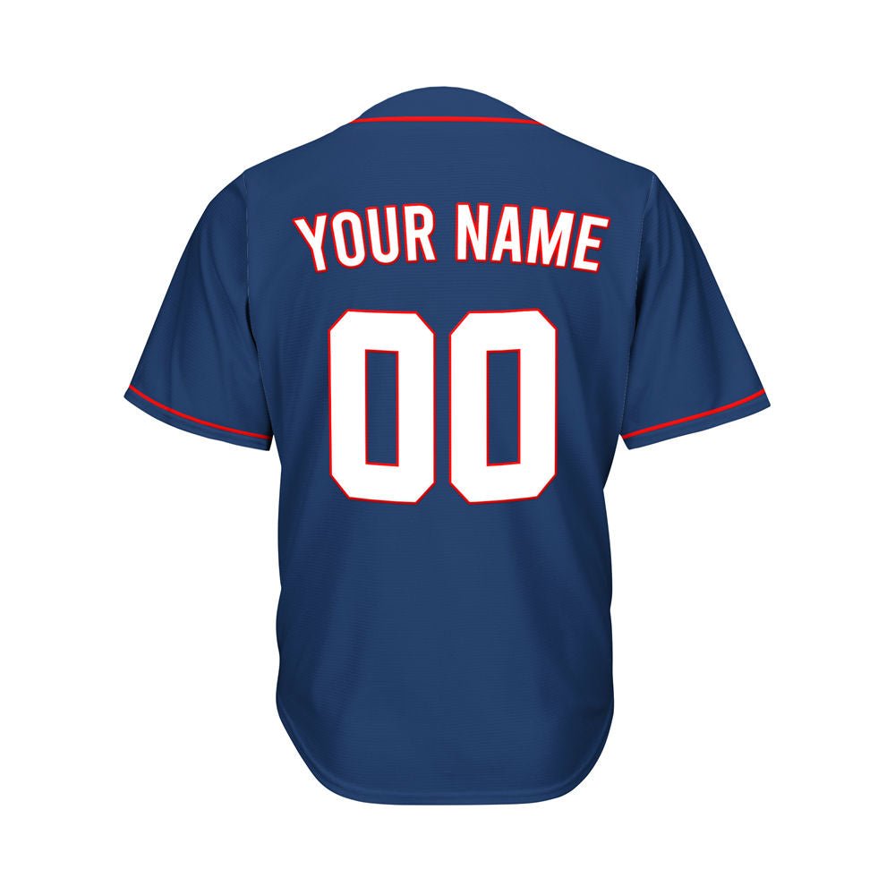 Custom Navy Button Down Hipster Baseball Jersey