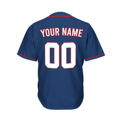 Custom Navy Button Down Hipster Baseball Jersey
