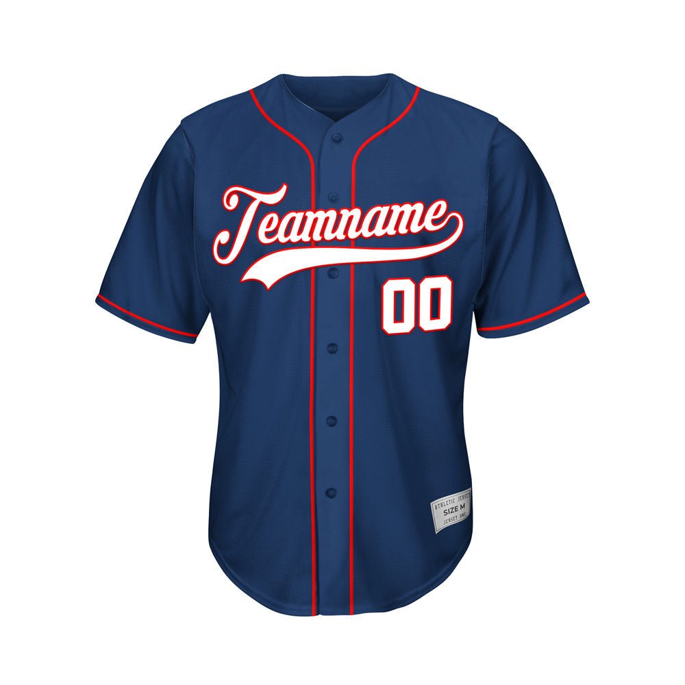 Custom Navy Button Down Hipster Baseball Jersey