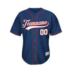 Custom Navy Button Down Hipster Baseball Jersey