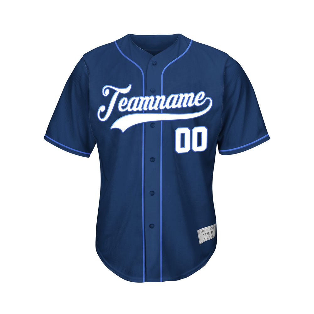 Custom Navy Button Down Hipster Baseball Jersey