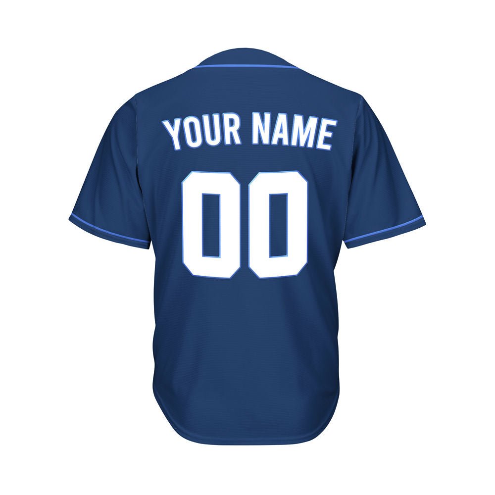 Custom Navy Button Down Hipster Baseball Jersey