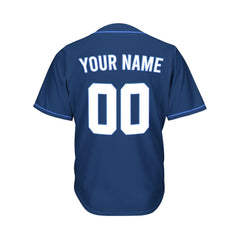 Custom Navy Button Down Hipster Baseball Jersey