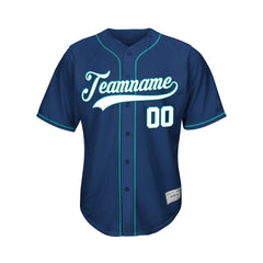 Custom Navy Button Down Hipster Baseball Jersey