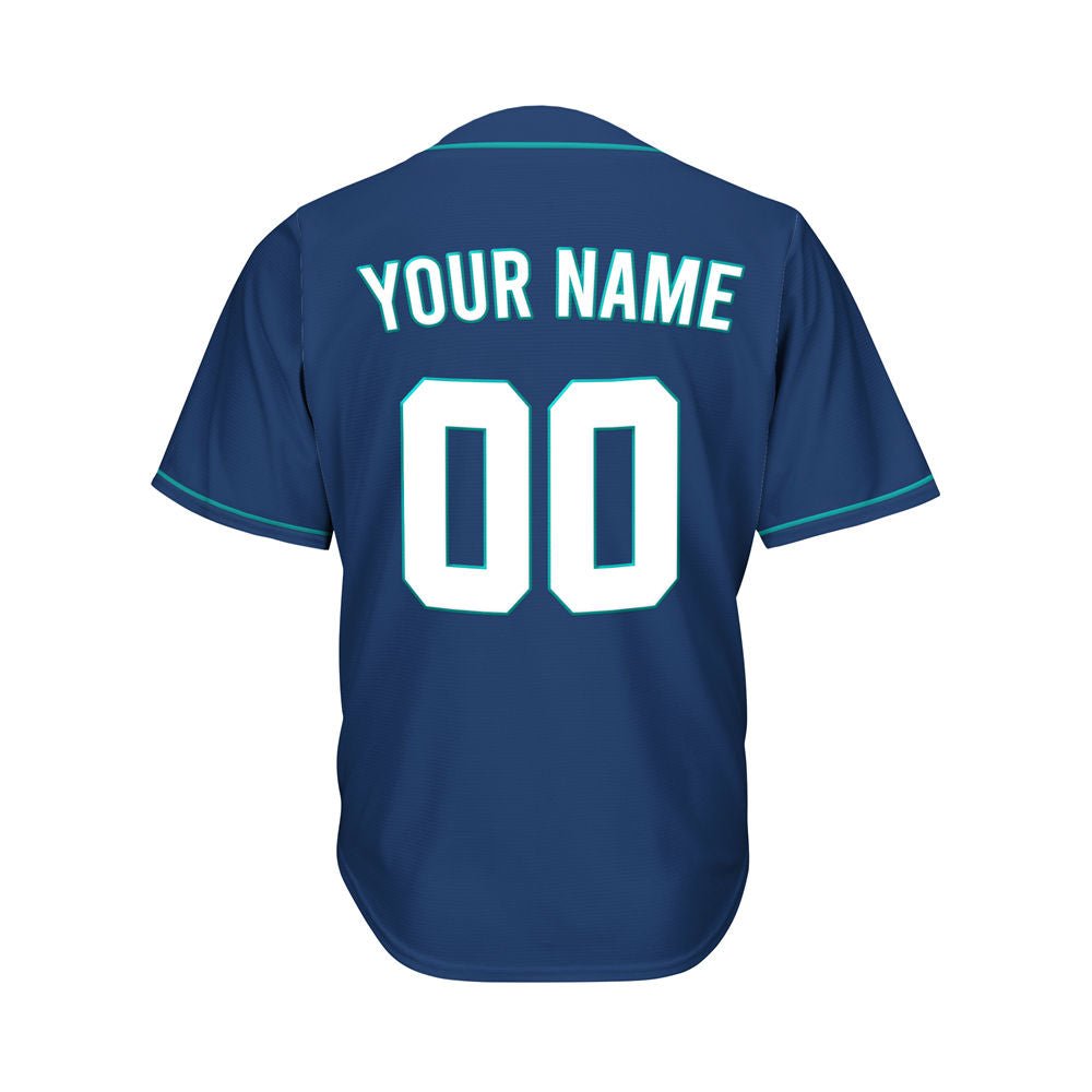 Custom Navy Button Down Hipster Baseball Jersey
