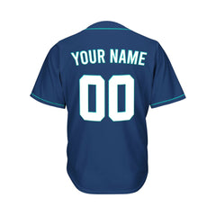 Custom Navy Button Down Hipster Baseball Jersey