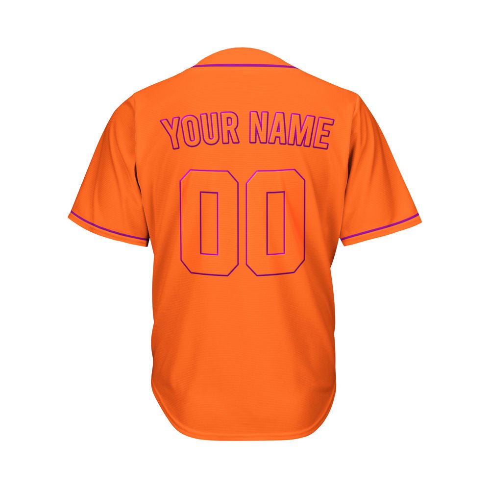 Custom Orange Button Down Hipster Baseball Jersey