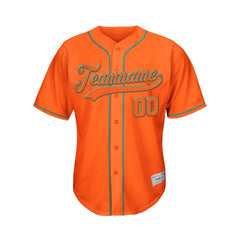 Custom Orange Button Down Hipster Baseball Jersey