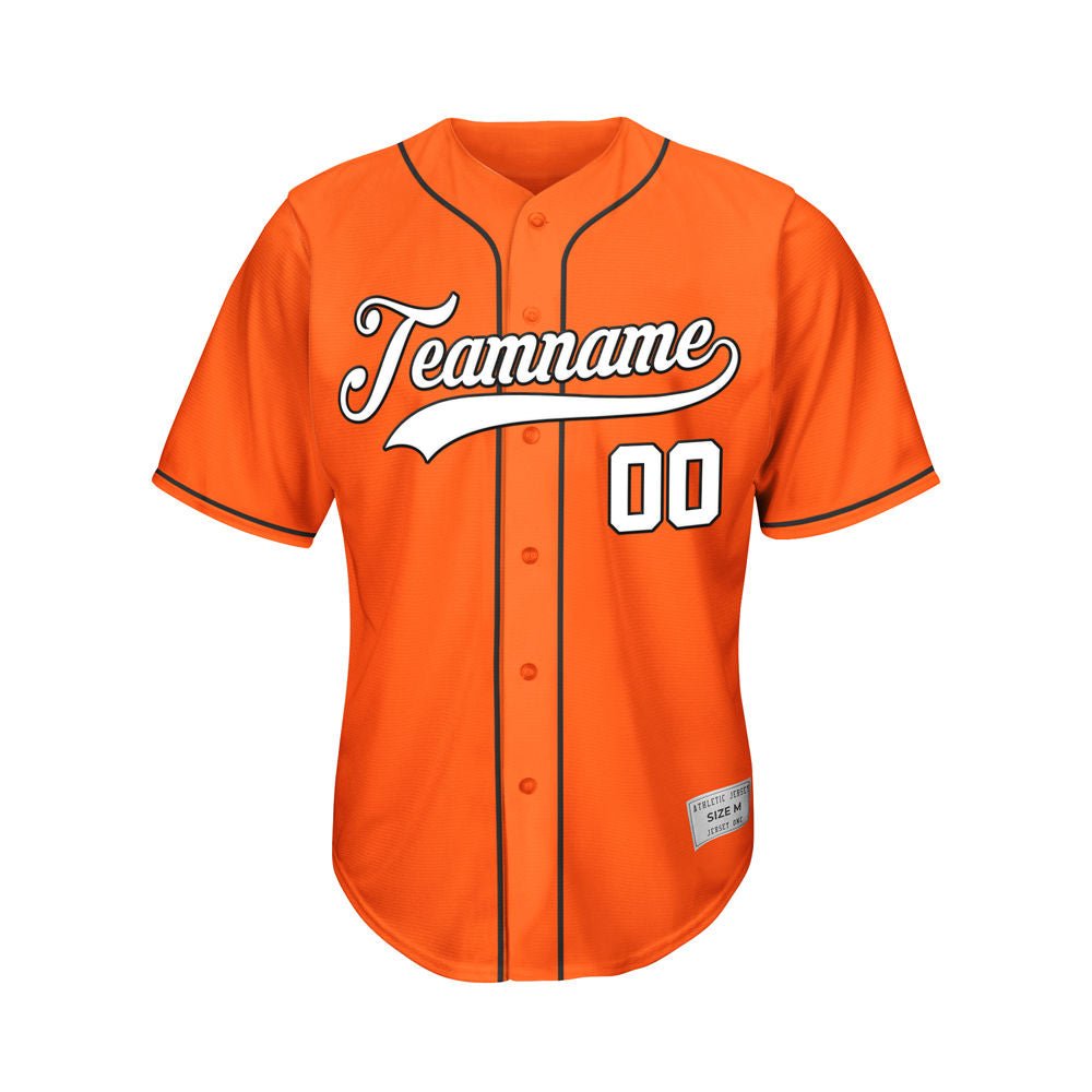 Custom Orange Button Down Hipster Baseball Jersey