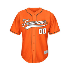 Custom Orange Button Down Hipster Baseball Jersey