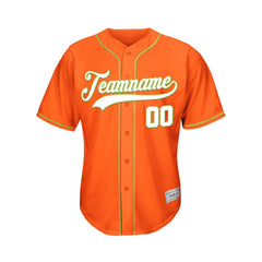 Custom Orange Button Down Hipster Baseball Jersey