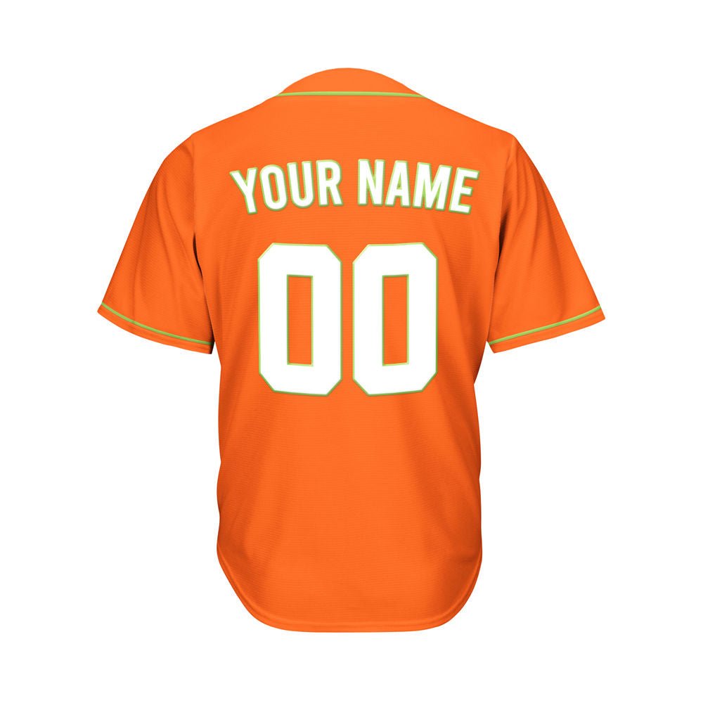 Custom Orange Button Down Hipster Baseball Jersey