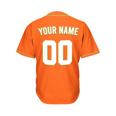 Custom Orange Button Down Hipster Baseball Jersey
