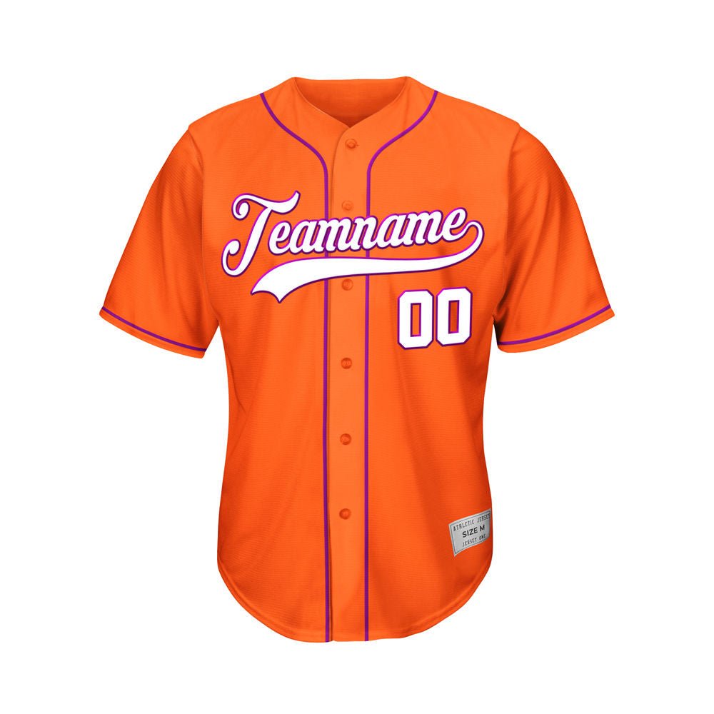 Custom Orange Button Down Hipster Baseball Jersey