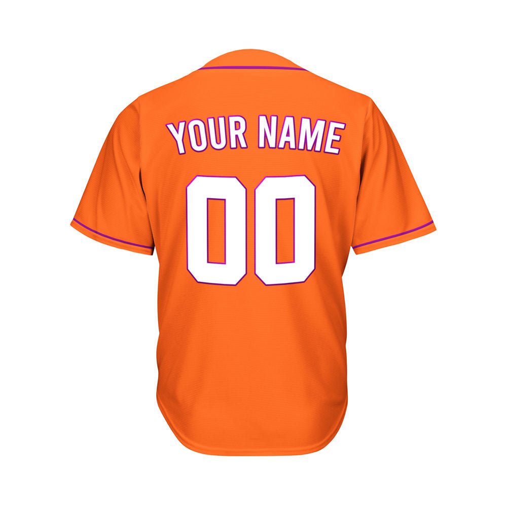 Custom Orange Button Down Hipster Baseball Jersey