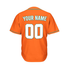 Custom Orange Button Down Hipster Baseball Jersey