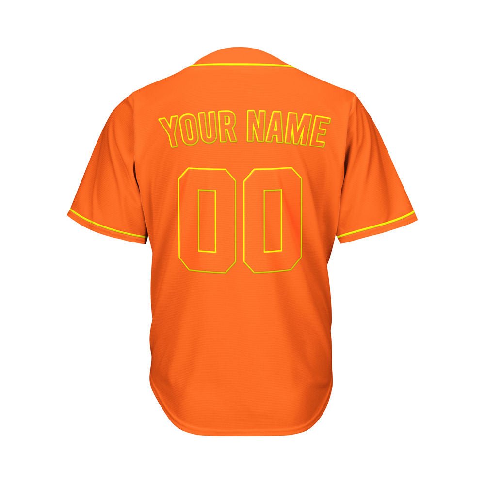 Custom Orange Button Down Hipster Baseball Jersey