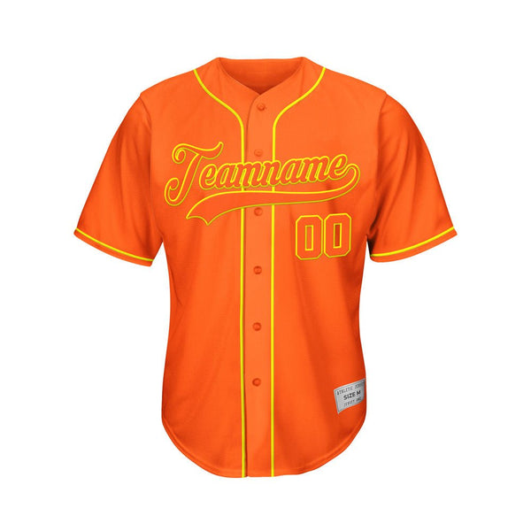 Custom Orange Button Down Hipster Baseball Jersey