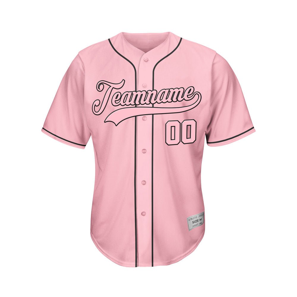 Custom Pink Button Down Hipster Baseball Jersey