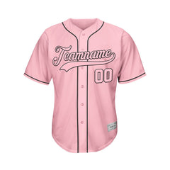 Custom Pink Button Down Hipster Baseball Jersey