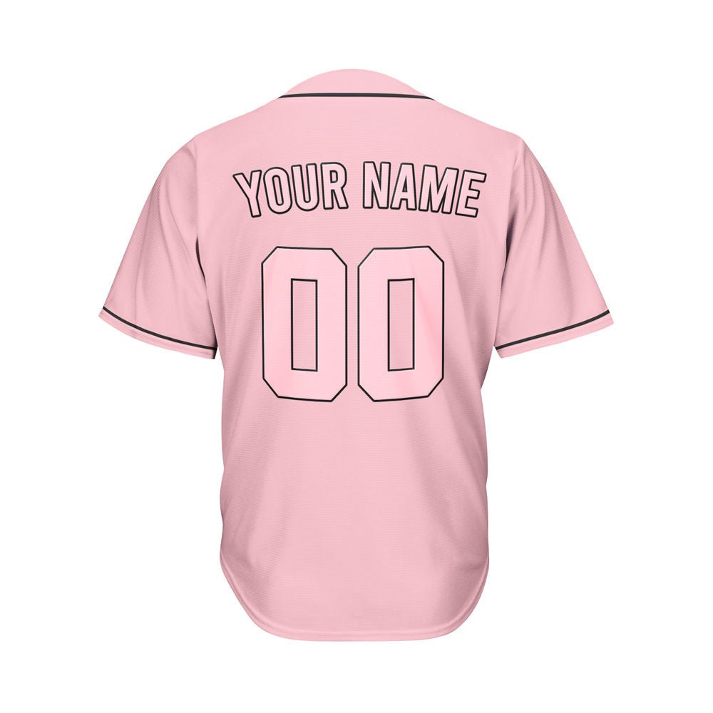 Custom Pink Button Down Hipster Baseball Jersey
