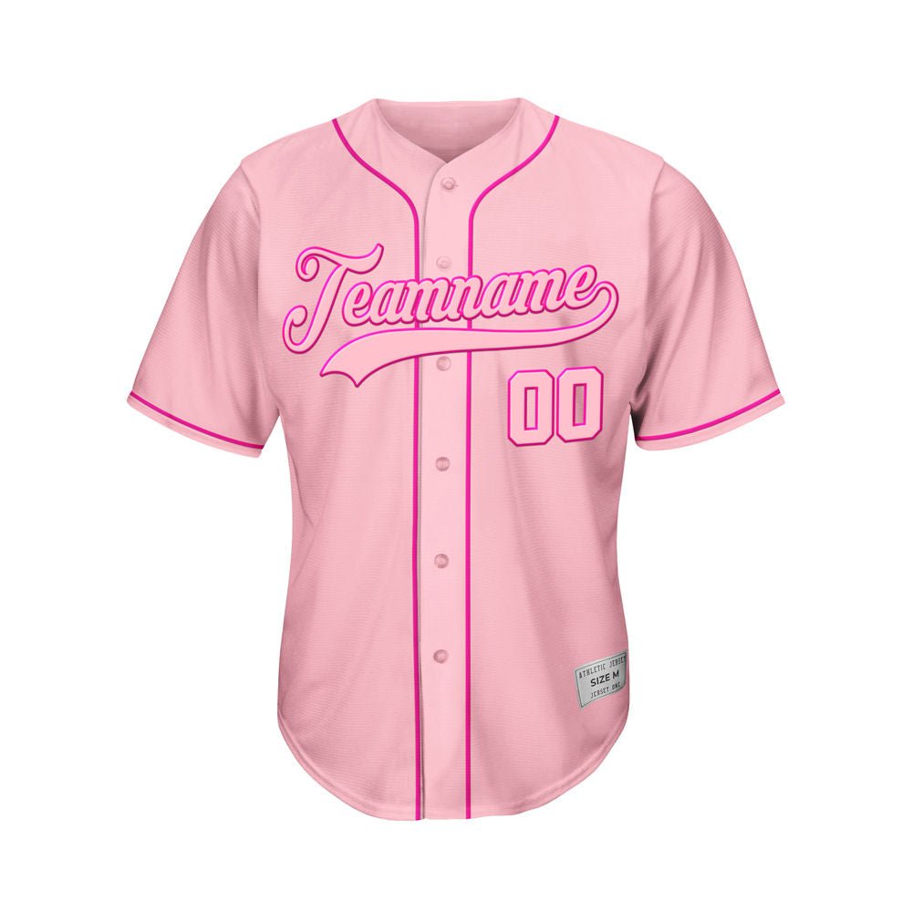 Custom Pink Button Down Hipster Baseball Jersey