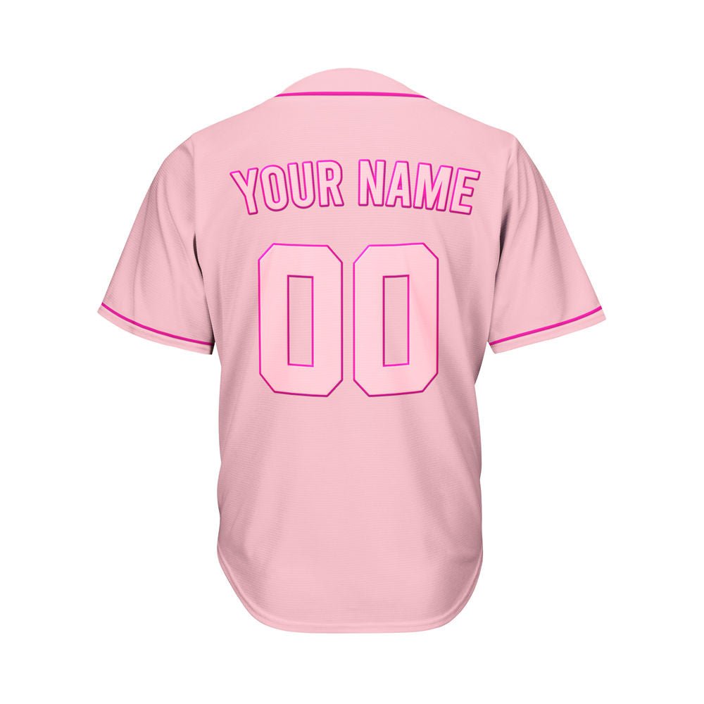 Custom Pink Button Down Hipster Baseball Jersey