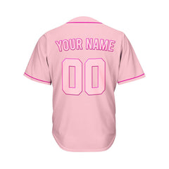 Custom Pink Button Down Hipster Baseball Jersey