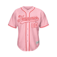 Custom Pink Button Down Hipster Baseball Jersey