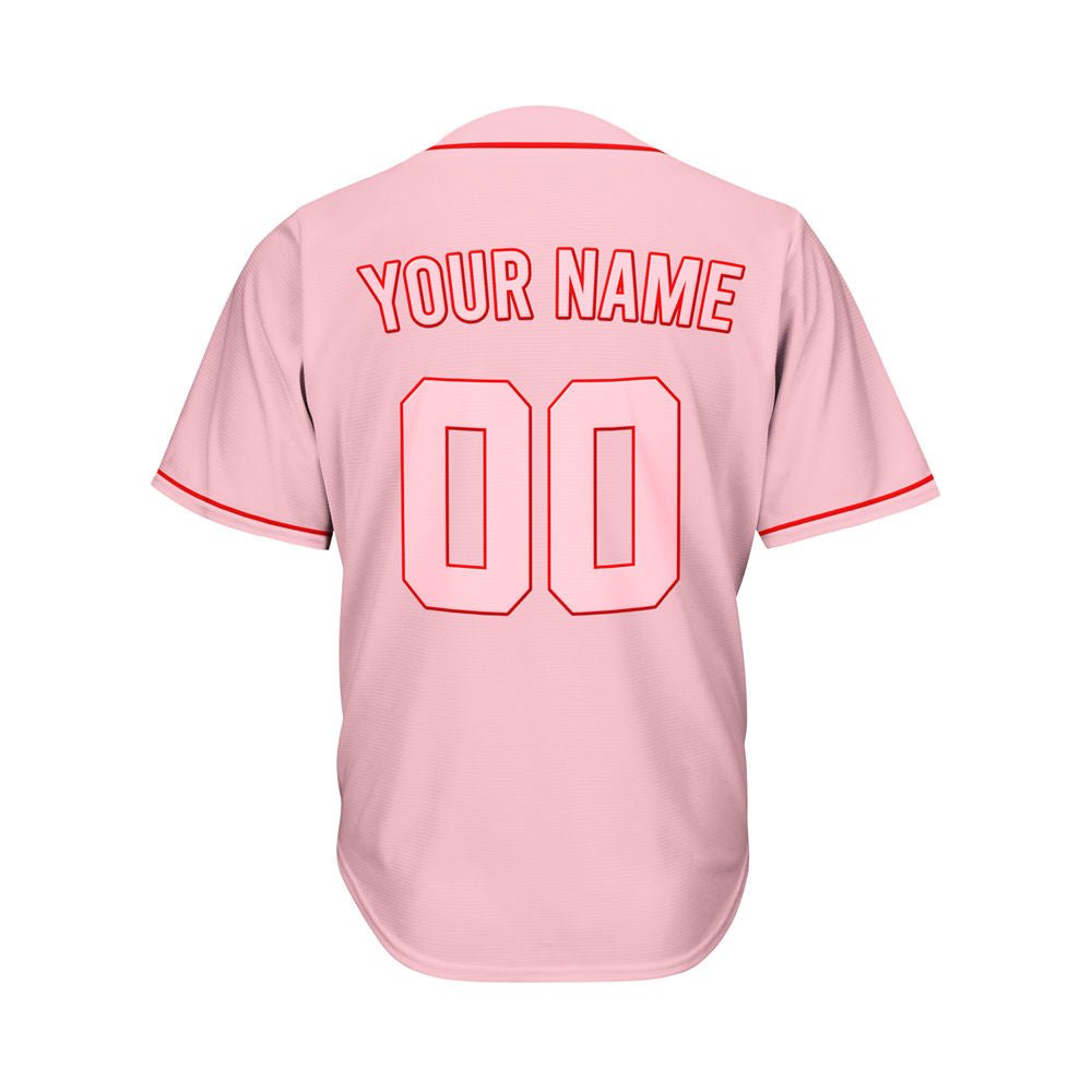 Custom Pink Button Down Hipster Baseball Jersey