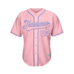 Custom Pink Button Down Hipster Baseball Jersey thumbnail