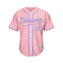 Custom Pink Button Down Hipster Baseball Jersey