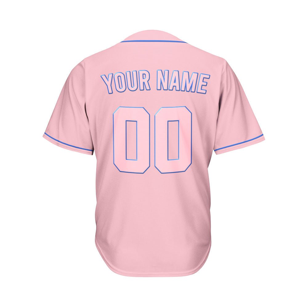 Custom Pink Button Down Hipster Baseball Jersey