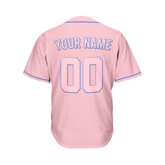 Custom Pink Button Down Hipster Baseball Jersey