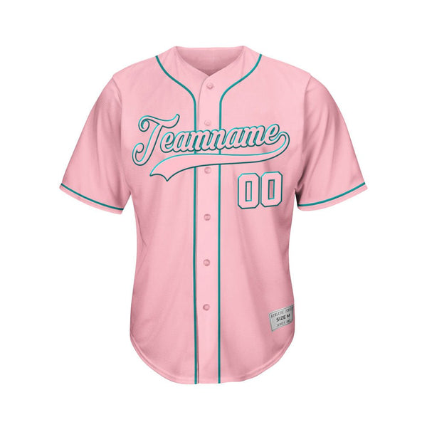 Custom Pink Button Down Hipster Baseball Jersey