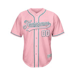 Custom Pink Button Down Hipster Baseball Jersey thumbnail