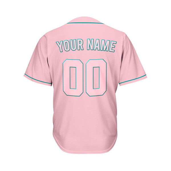 Custom Pink Button Down Hipster Baseball Jersey