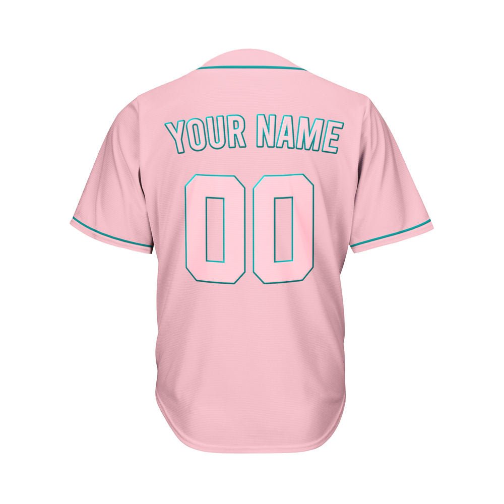 Custom Pink Button Down Hipster Baseball Jersey