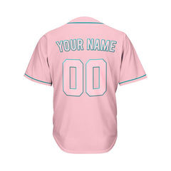 Custom Pink Button Down Hipster Baseball Jersey