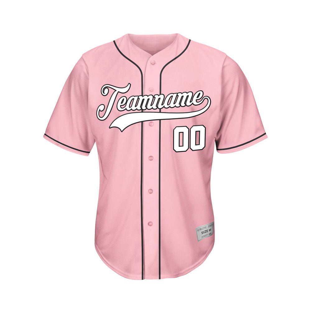 Custom Pink Button Down Hipster Baseball Jersey
