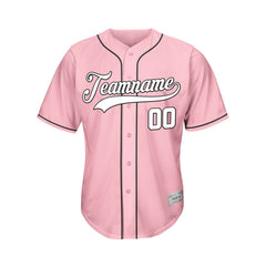 Custom Pink Button Down Hipster Baseball Jersey