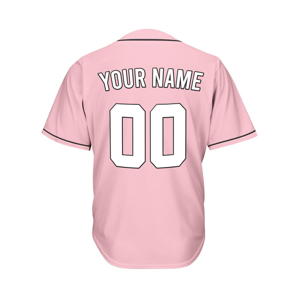 Custom Pink Button Down Hipster Baseball Jersey