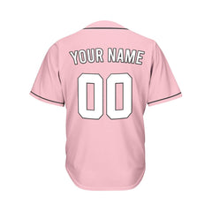 Custom Pink Button Down Hipster Baseball Jersey