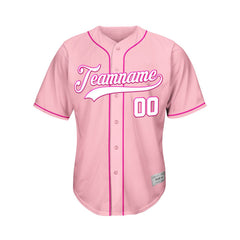 Custom Pink Button Down Hipster Baseball Jersey