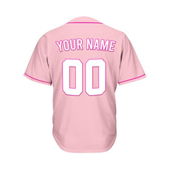 Custom Pink Button Down Hipster Baseball Jersey
