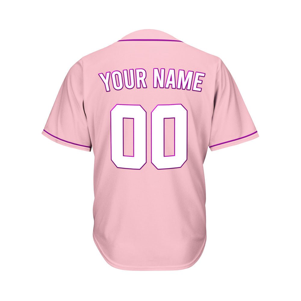 Custom Pink Button Down Hipster Baseball Jersey